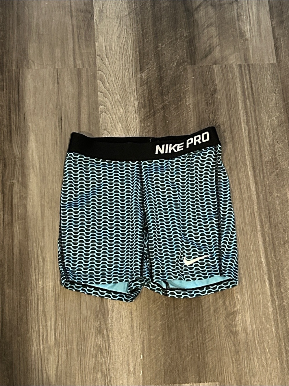 Nike Pro Blue & Black Patterned Spandex Shorts